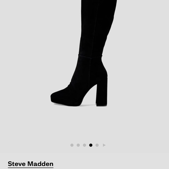 Steve Madden Y2K Marcello Black Suede Office Siren with Chunky Block Heel Size 6 - Picture 2 of 9